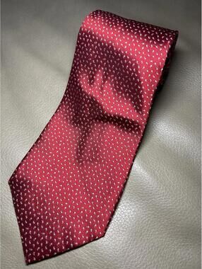 Brooks Brothers Makers Men’s 100% Silk Tie Red W/ Micro White Paisley BB11